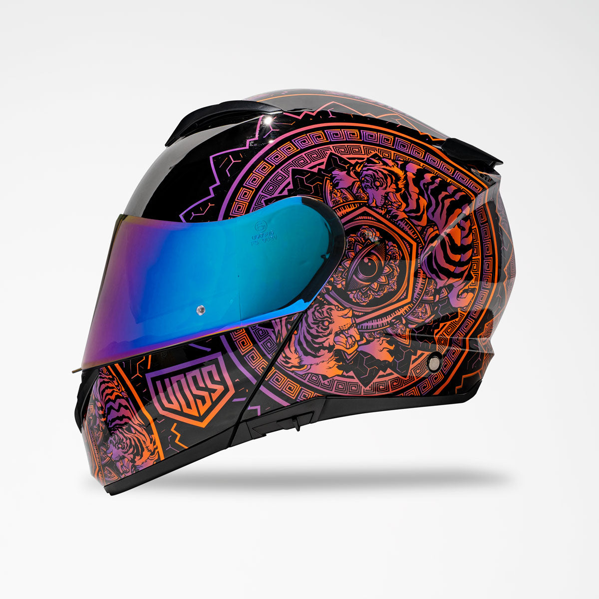 Voss 580 Conquest Neon Mandala Modular Helmet | Gloss, Pinlock Prepared