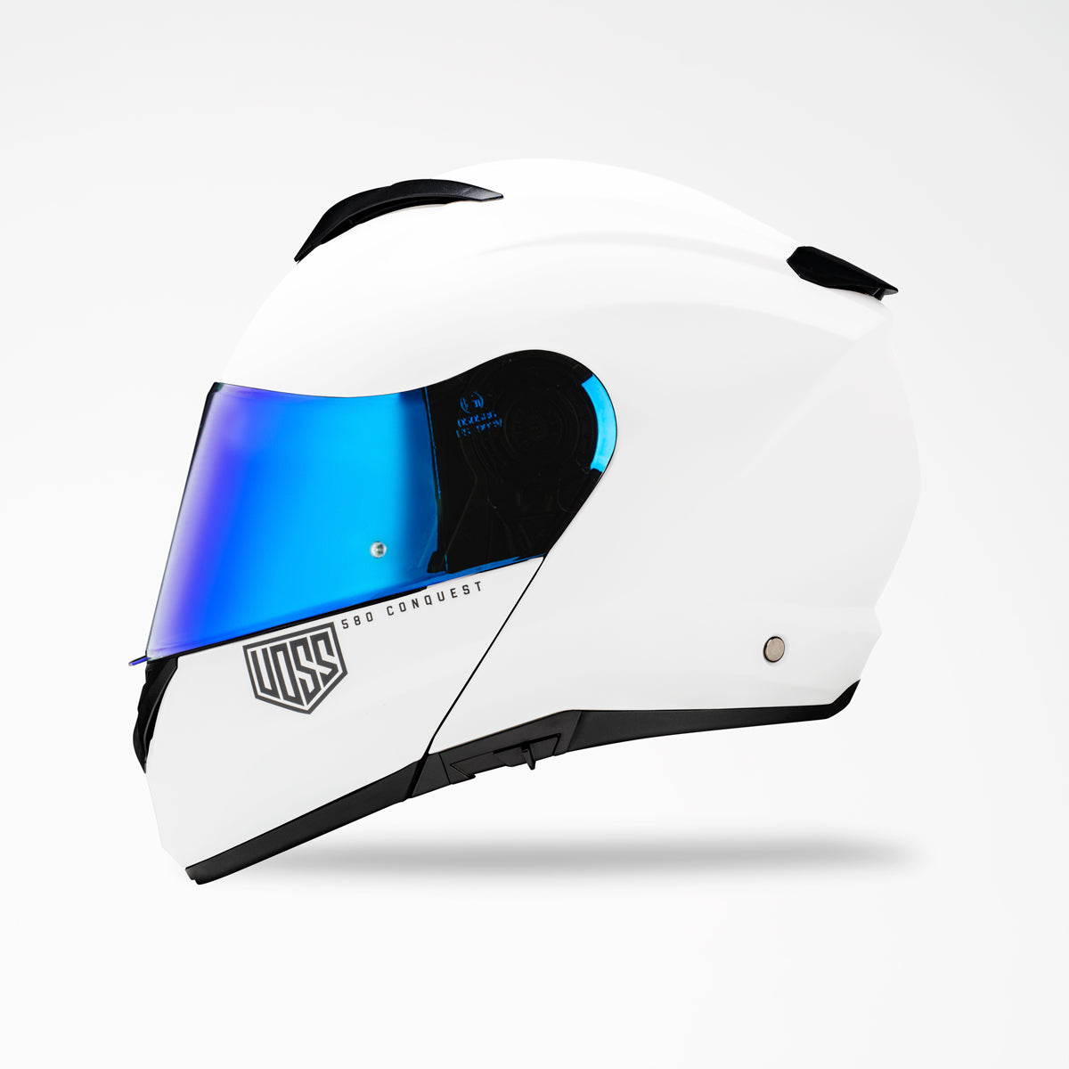 Voss 580 Conquest White Modular Helmet | Matte, Pinlock Prepared