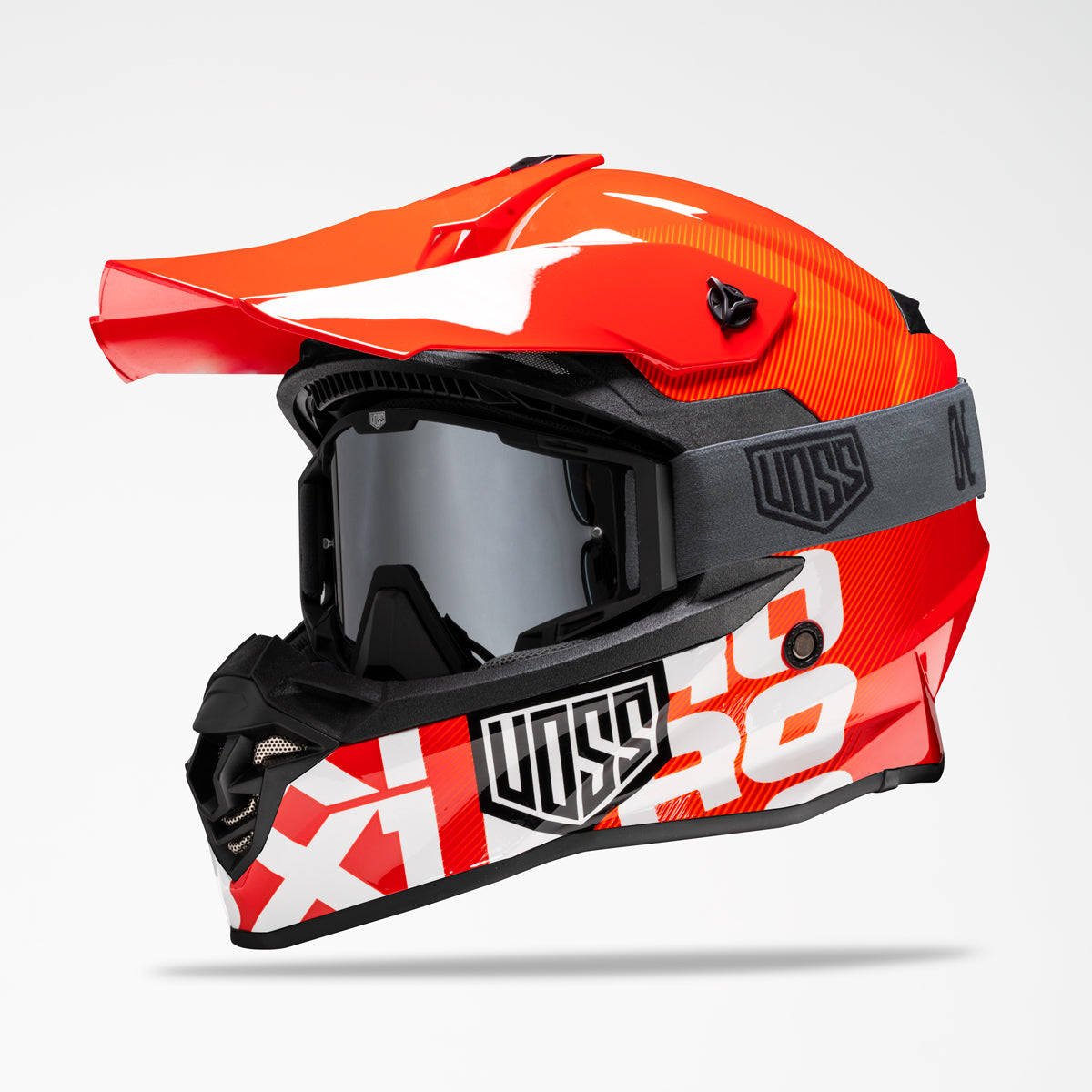 Voss 801 X1 Pro Dirt Helmet — Gloss Red Crimson