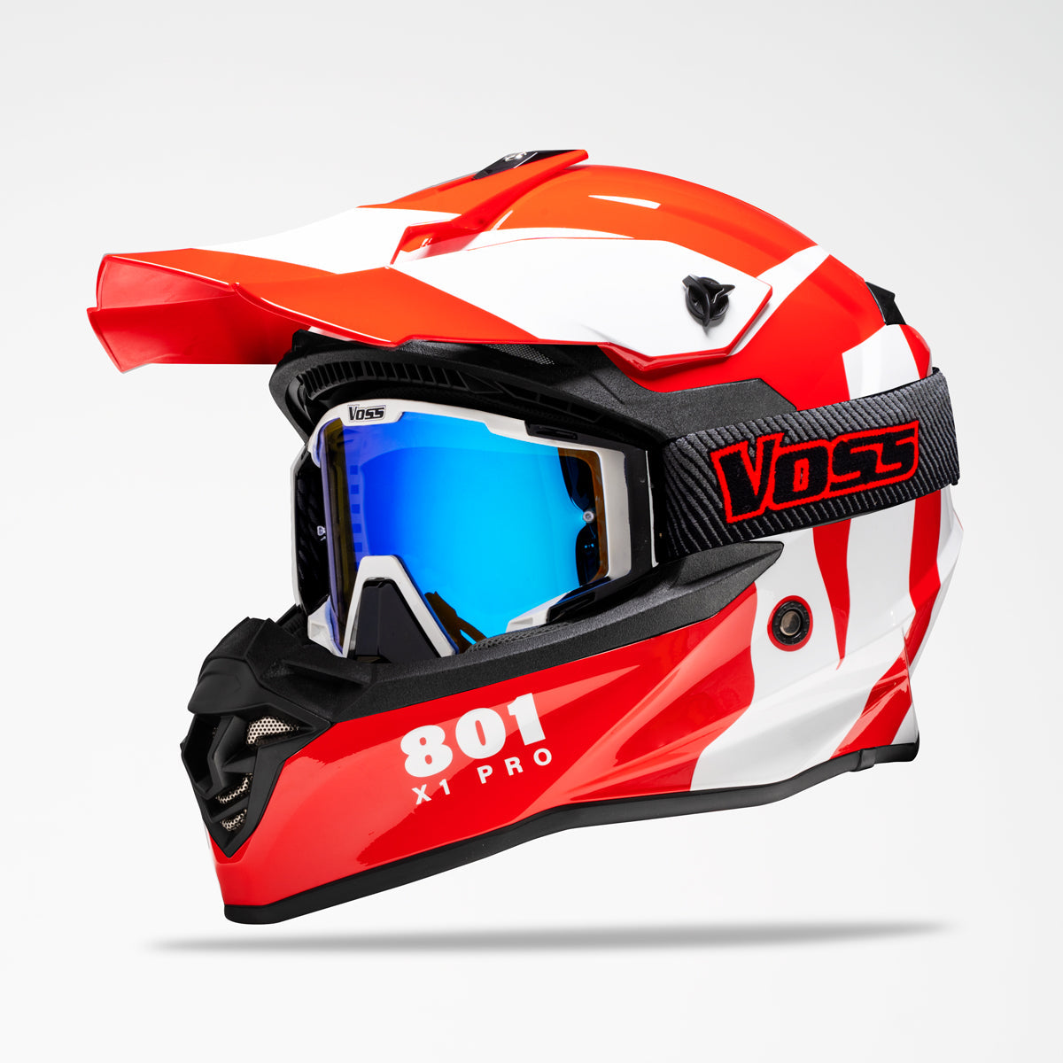 Voss 801 X1 Pro Dirt Red/ White Wavy Helmet