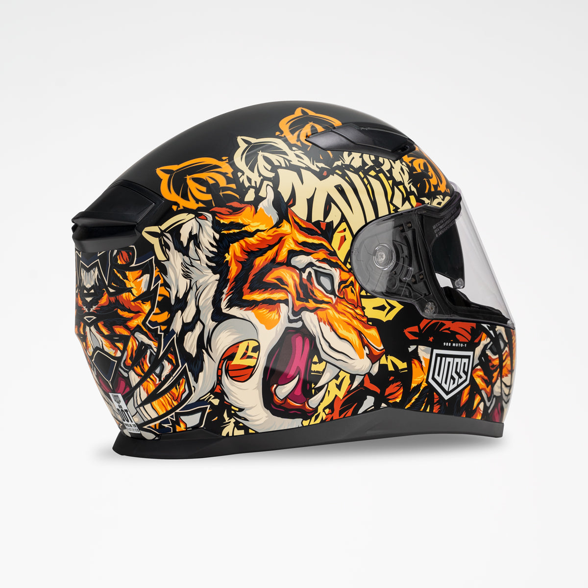 Voss 988 Moto-1 Le Tigre Full Face Helmet | Matte, Pinlock Prepared