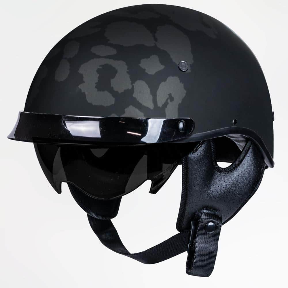 Voss 707Frp Two-Tone Black Roxy Half Helmet With Peak