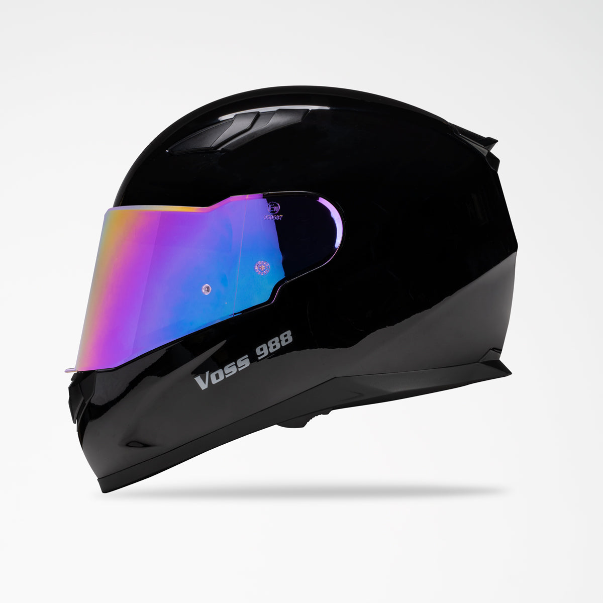 Voss 988 Moto-1 Black Full Face Helmet | Gloss, Pinlock Prepared