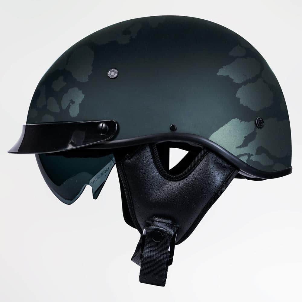 Voss 707Frp Two-Tone Black Roxy Half Helmet With Peak