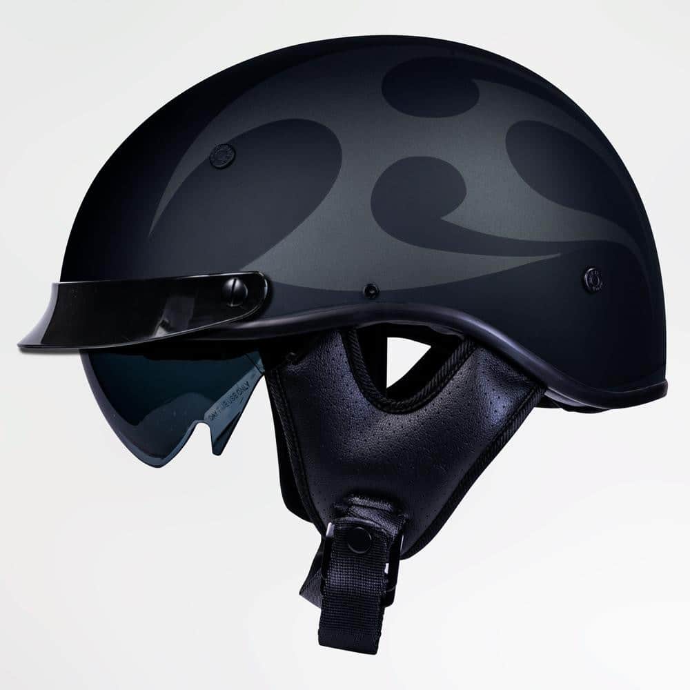 Voss 707Frp Two-Tone Tribal Half Helmet With Peak