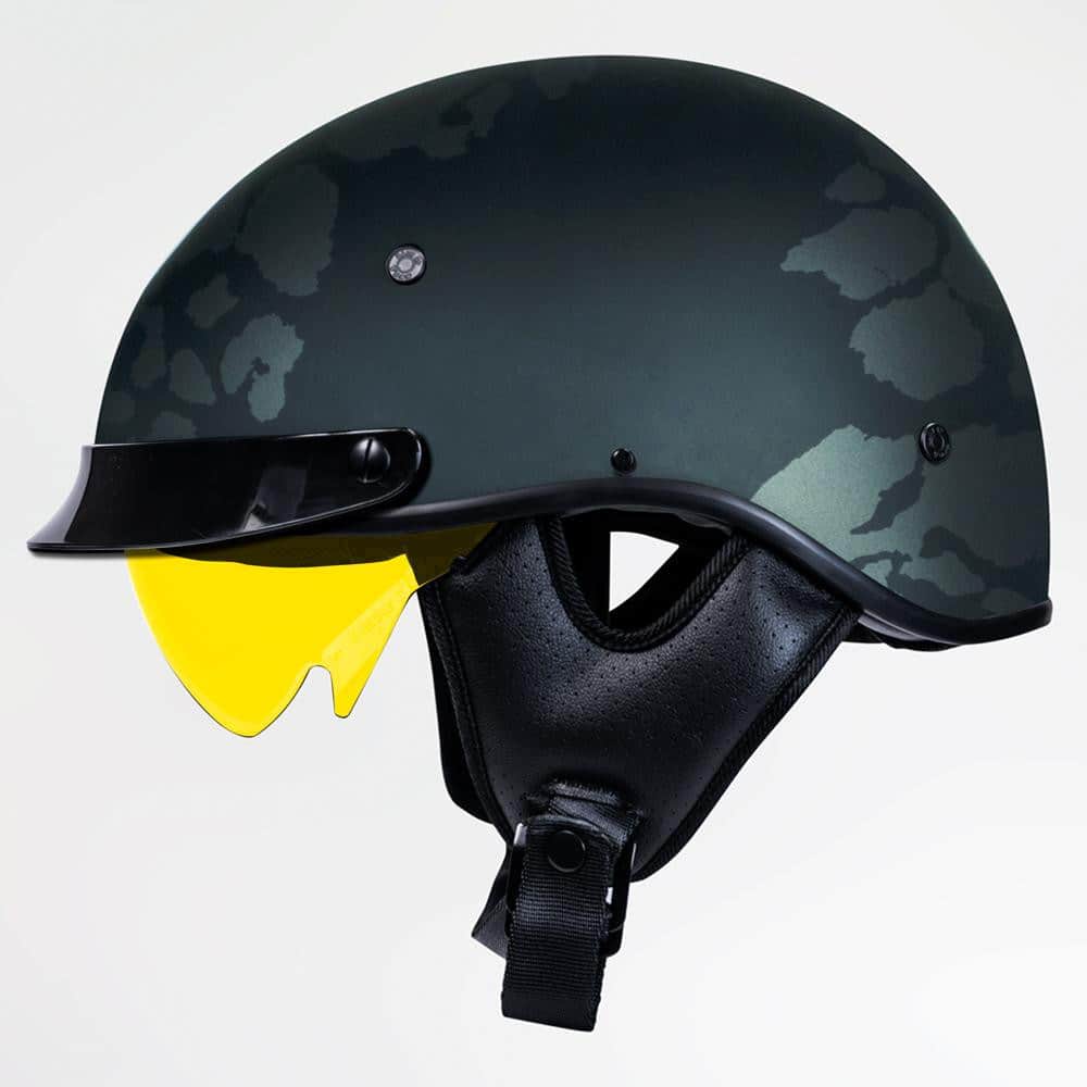 Voss 707Frp Two-Tone Black Roxy Half Helmet With Peak
