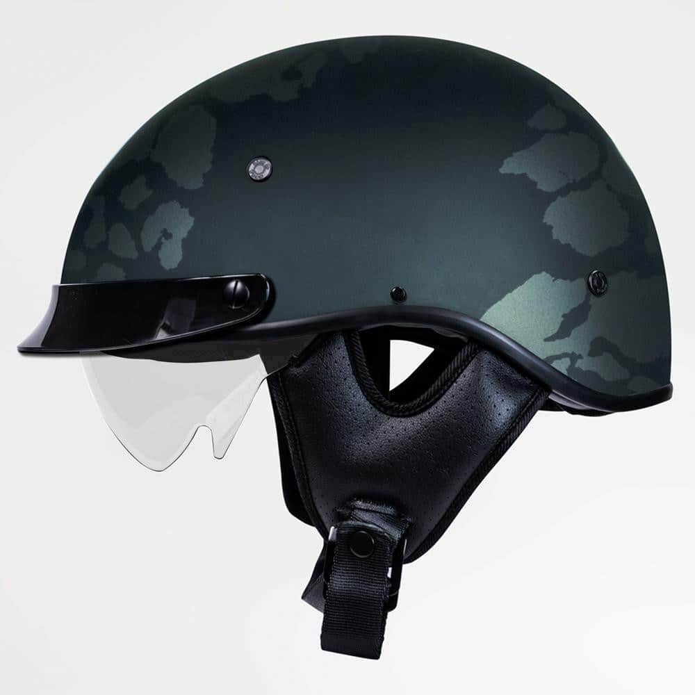 Voss 707Frp Two-Tone Black Roxy Half Helmet With Peak