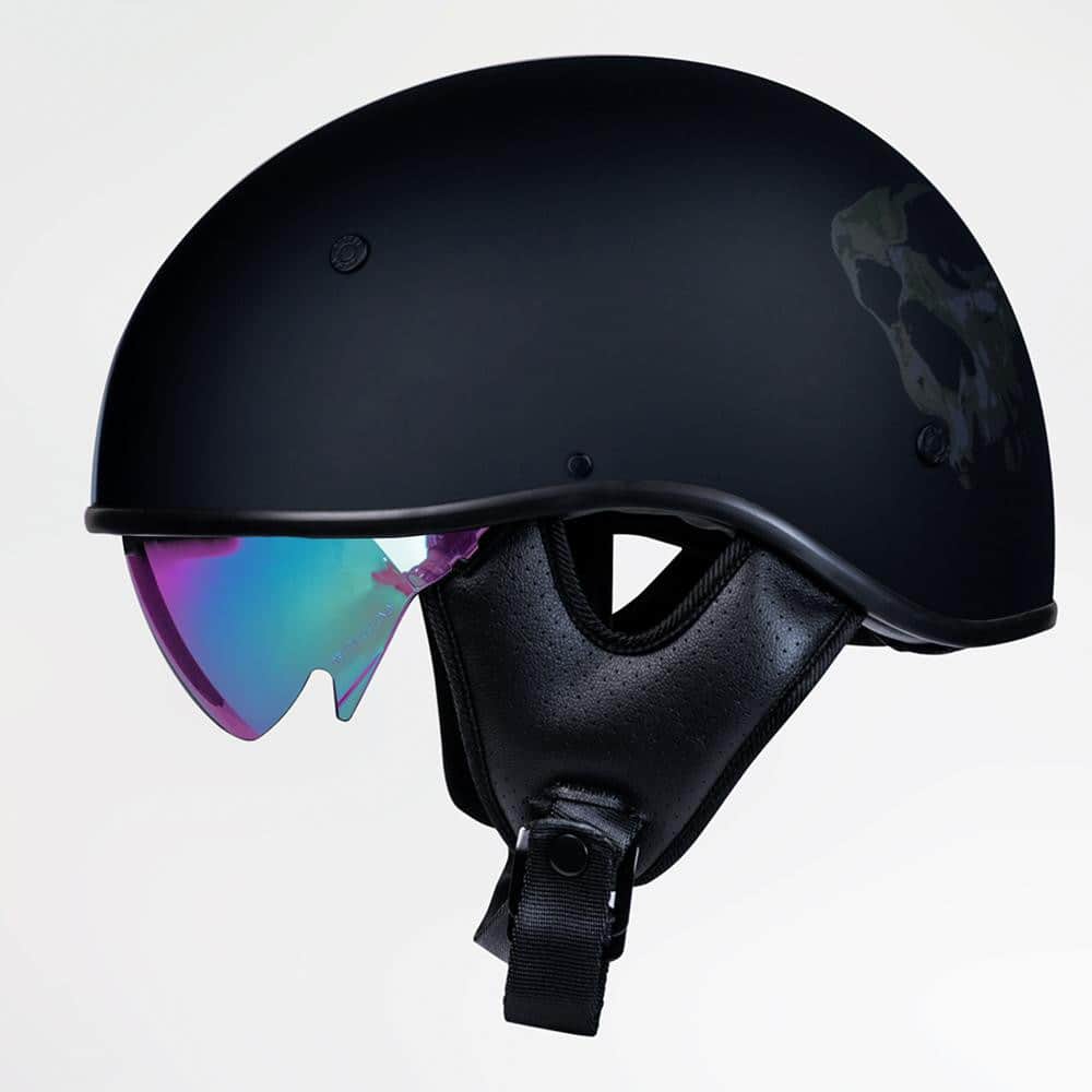 Voss 707Frp Matte Black 3 Amigos Half Helmet
