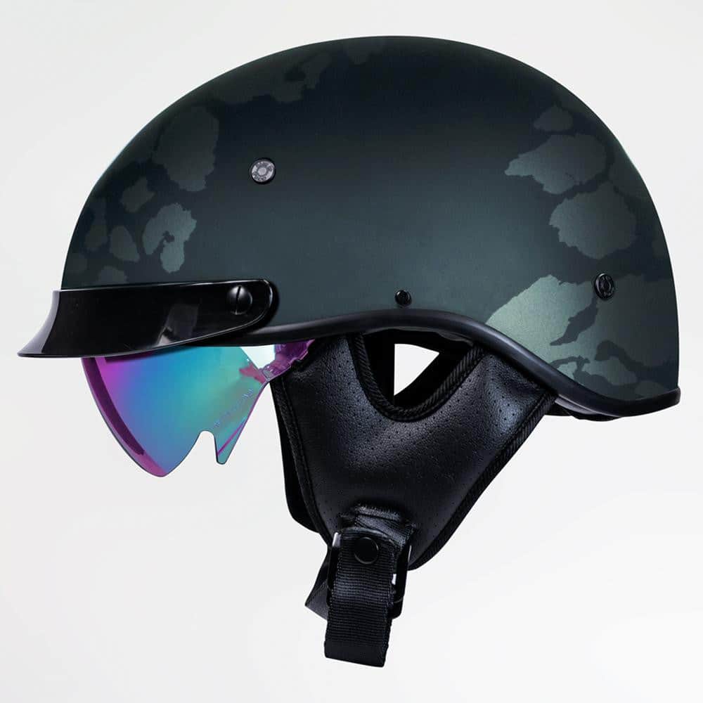 Voss 707Frp Two-Tone Black Roxy Half Helmet With Peak