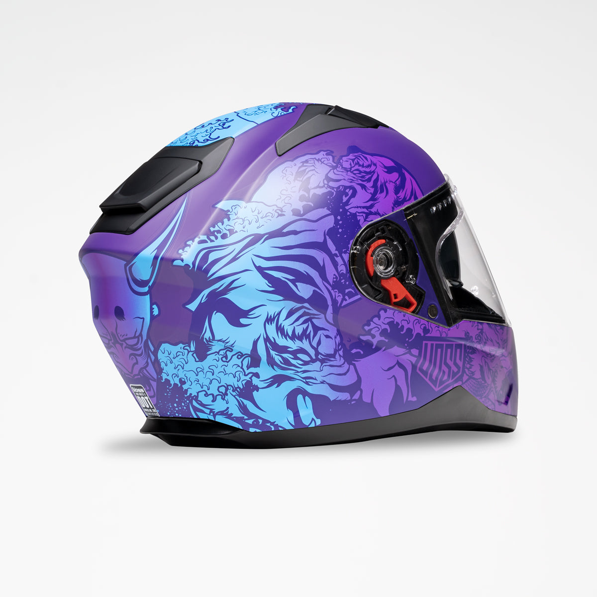 Voss 989 Moto-V Purple/Blue Rei Full Face Helmet | Matte, Pinlock Prepared