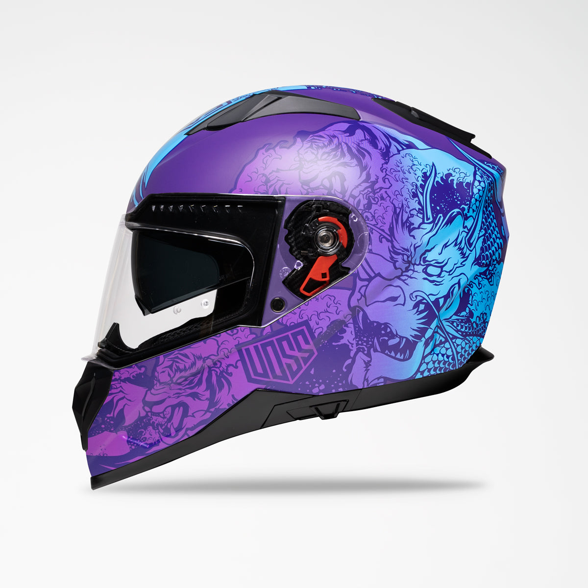 Voss 989 Moto-V Purple/Blue Rei Full Face Helmet | Matte, Pinlock Prepared