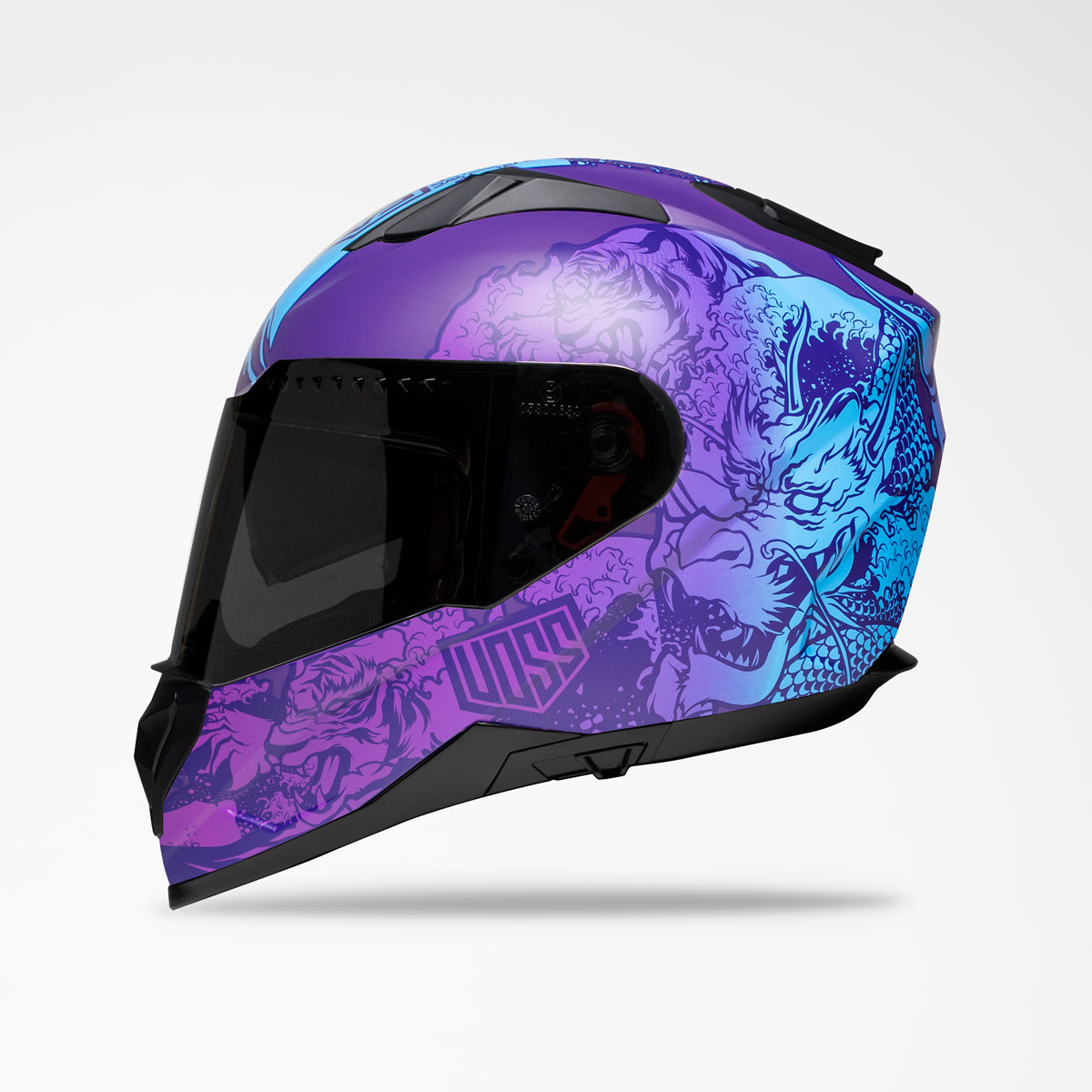 Voss 989 Moto-V Purple/Blue Rei Full Face Helmet | Matte, Pinlock Prepared