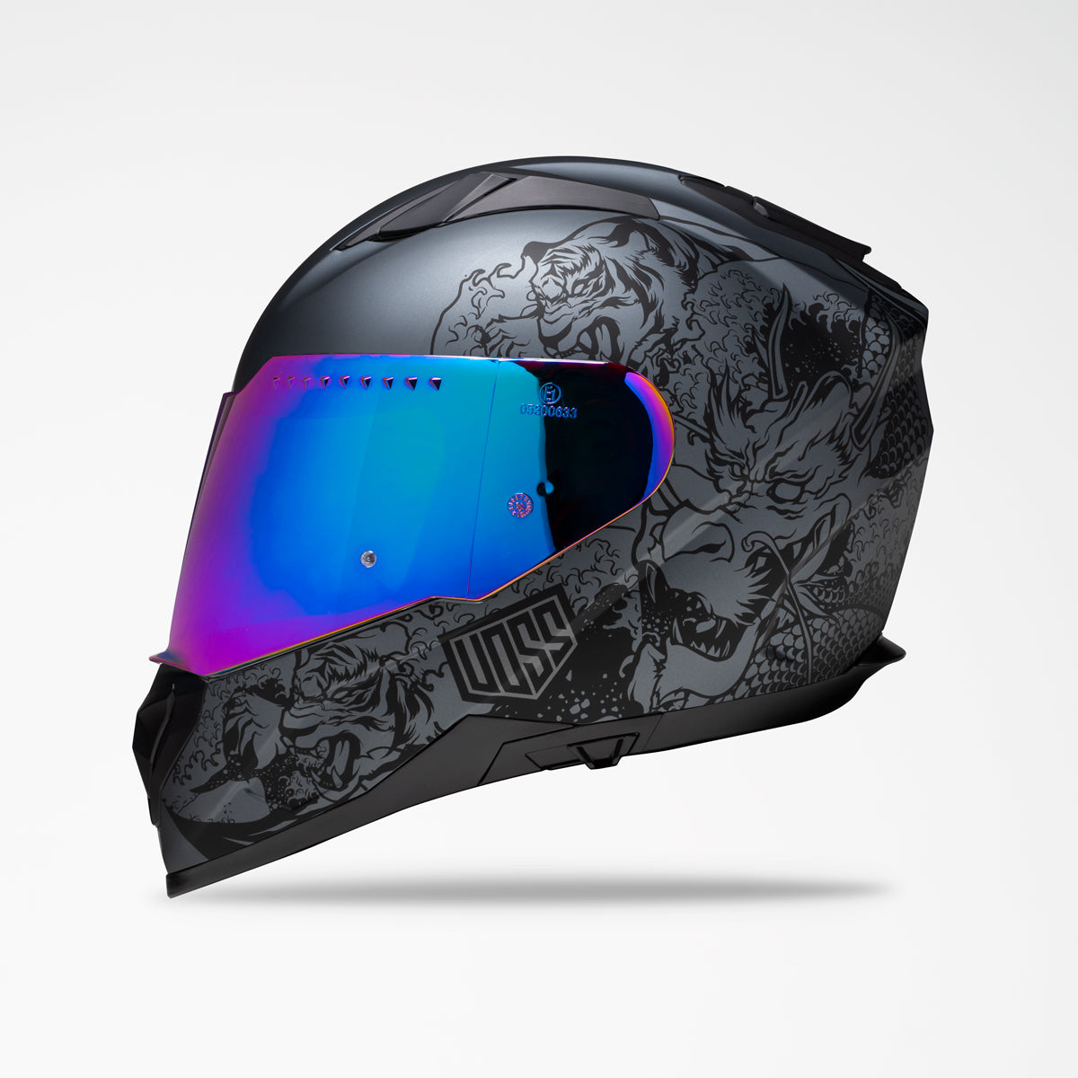Voss 989 Moto-V Black/Gun Metal Rei Helmet.