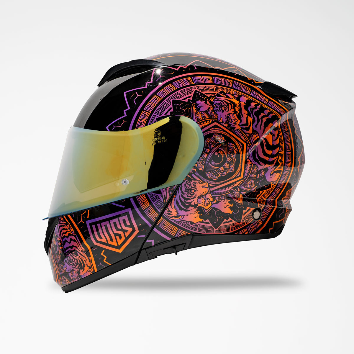 Voss 580 Conquest Neon Mandala Modular Helmet | Gloss, Pinlock Prepared