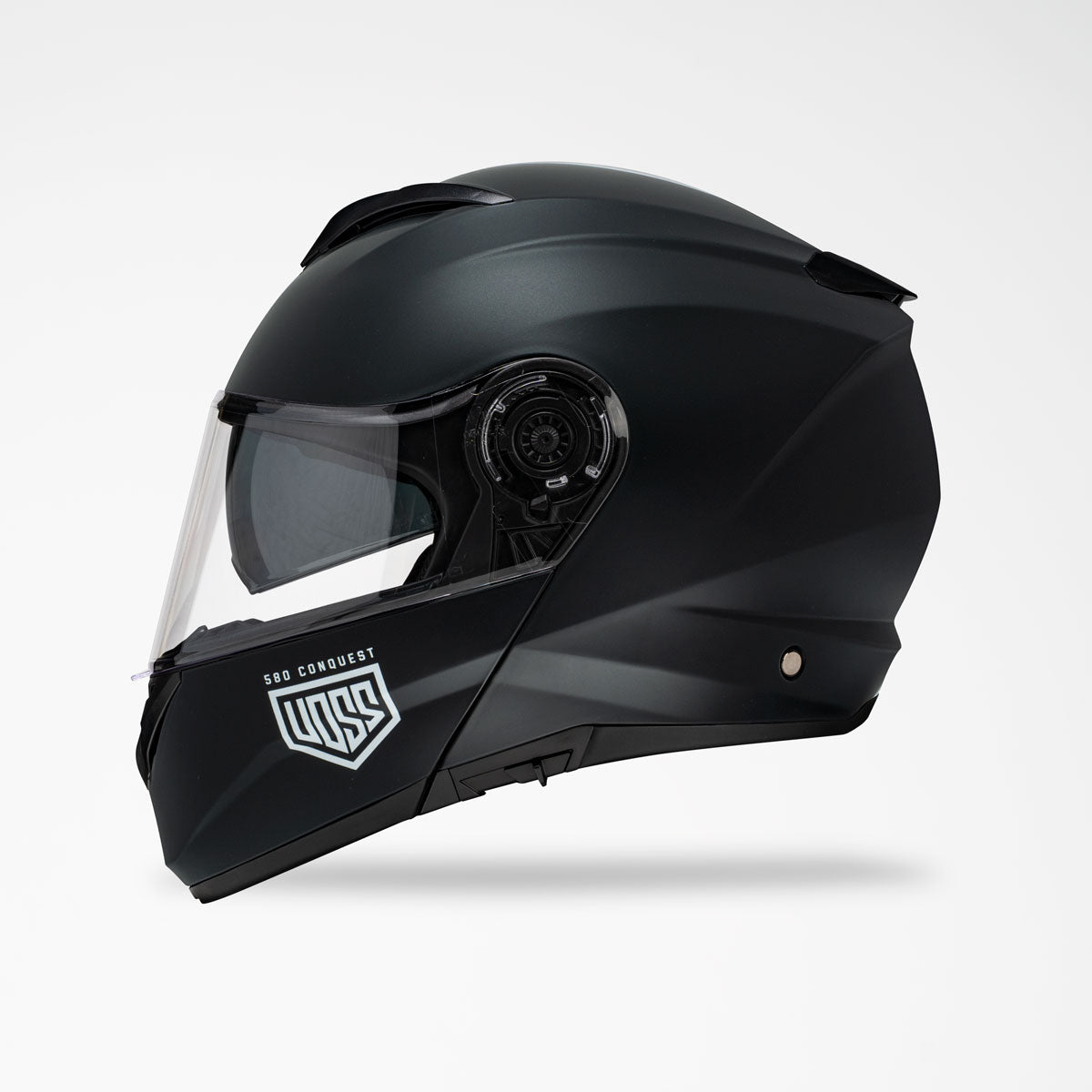 Voss 580 Conquest Solid Black Modular Motorcycle Helmet