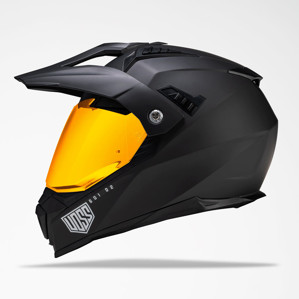 black dual sport motorcycle helmet Voss 601 D2 Black Dual Sport Helmet