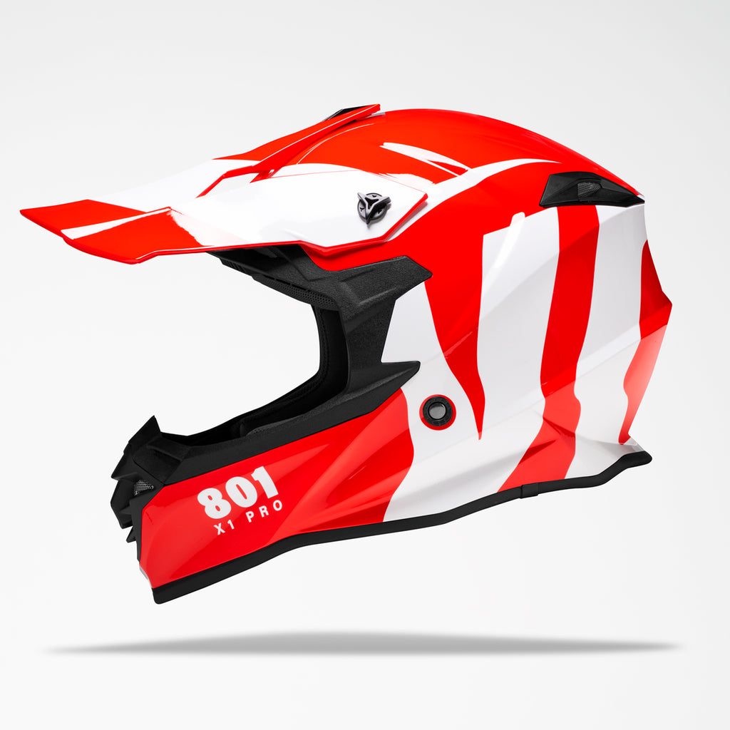 801 X1 Pro Dirt Helmets Red/ White Wavy