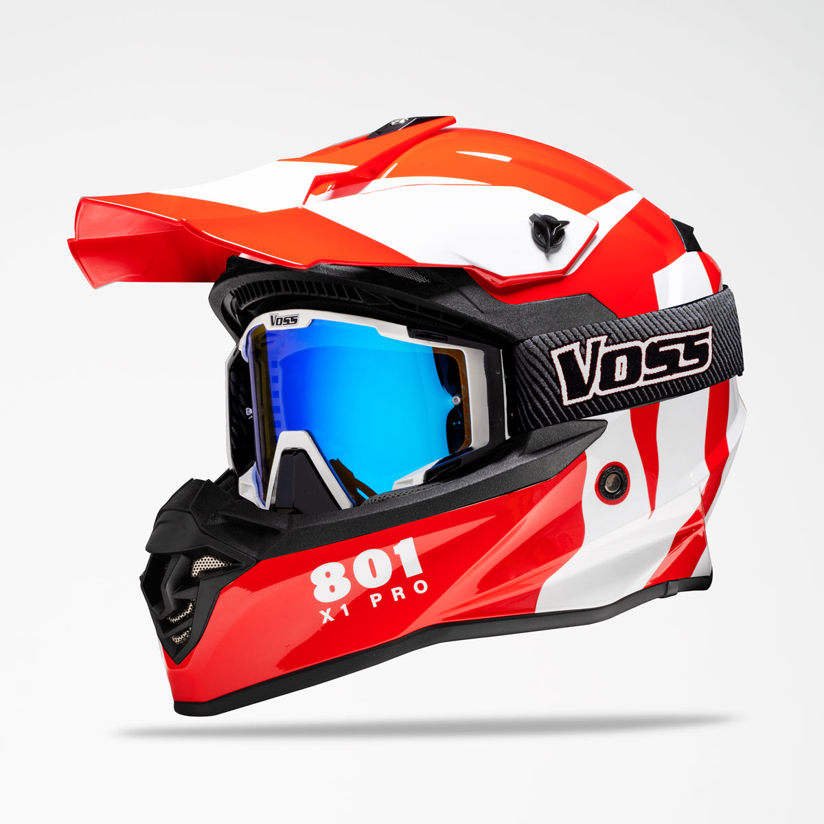 Voss 801 X1 Pro Dirt Red/ White Wavy Helmet