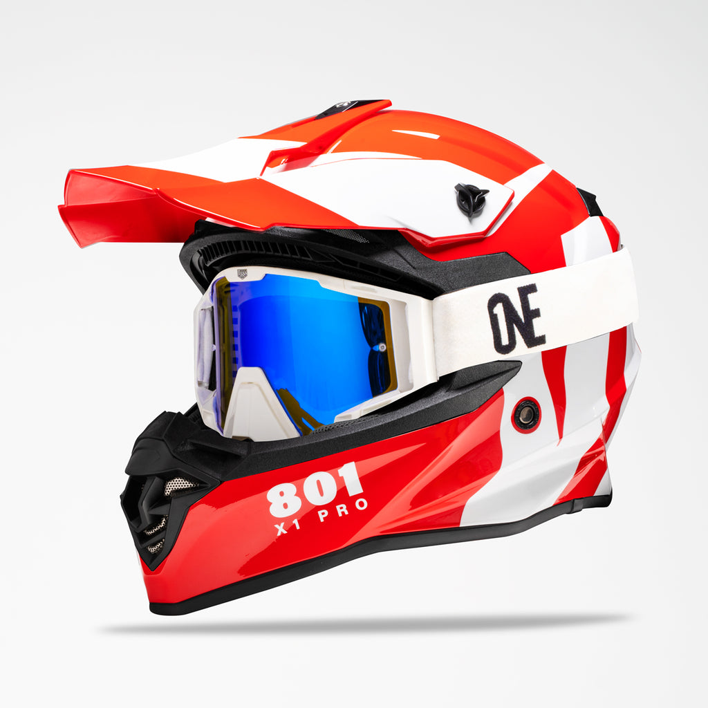 801 X1 Pro Dirt Helmets Red/ White Wavy