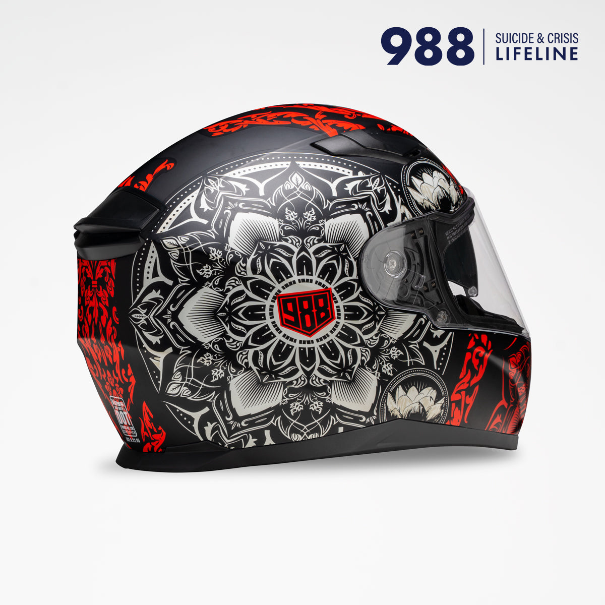 Voss 988 Moto-1 Matte Red Mandala Helmet