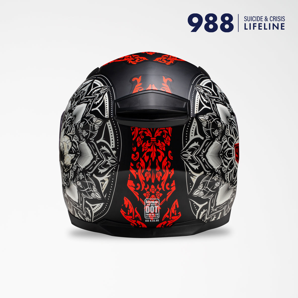 Voss 988 Moto-1 Matte Red Mandala Helmet