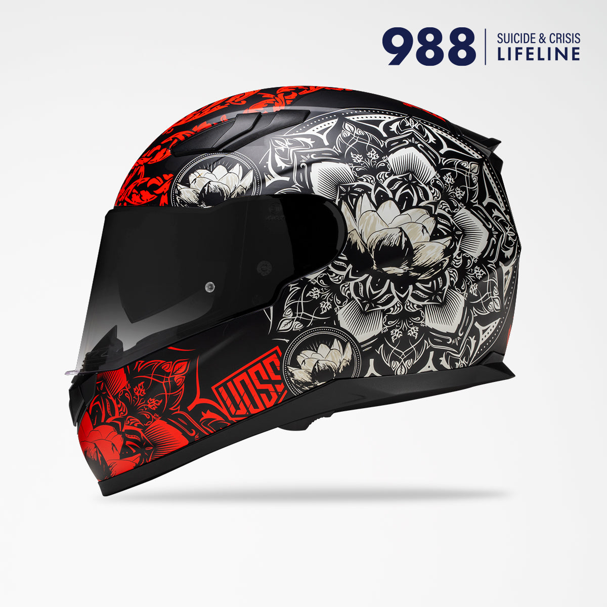 Voss 988 Moto-1 Matte Red Mandala Helmet