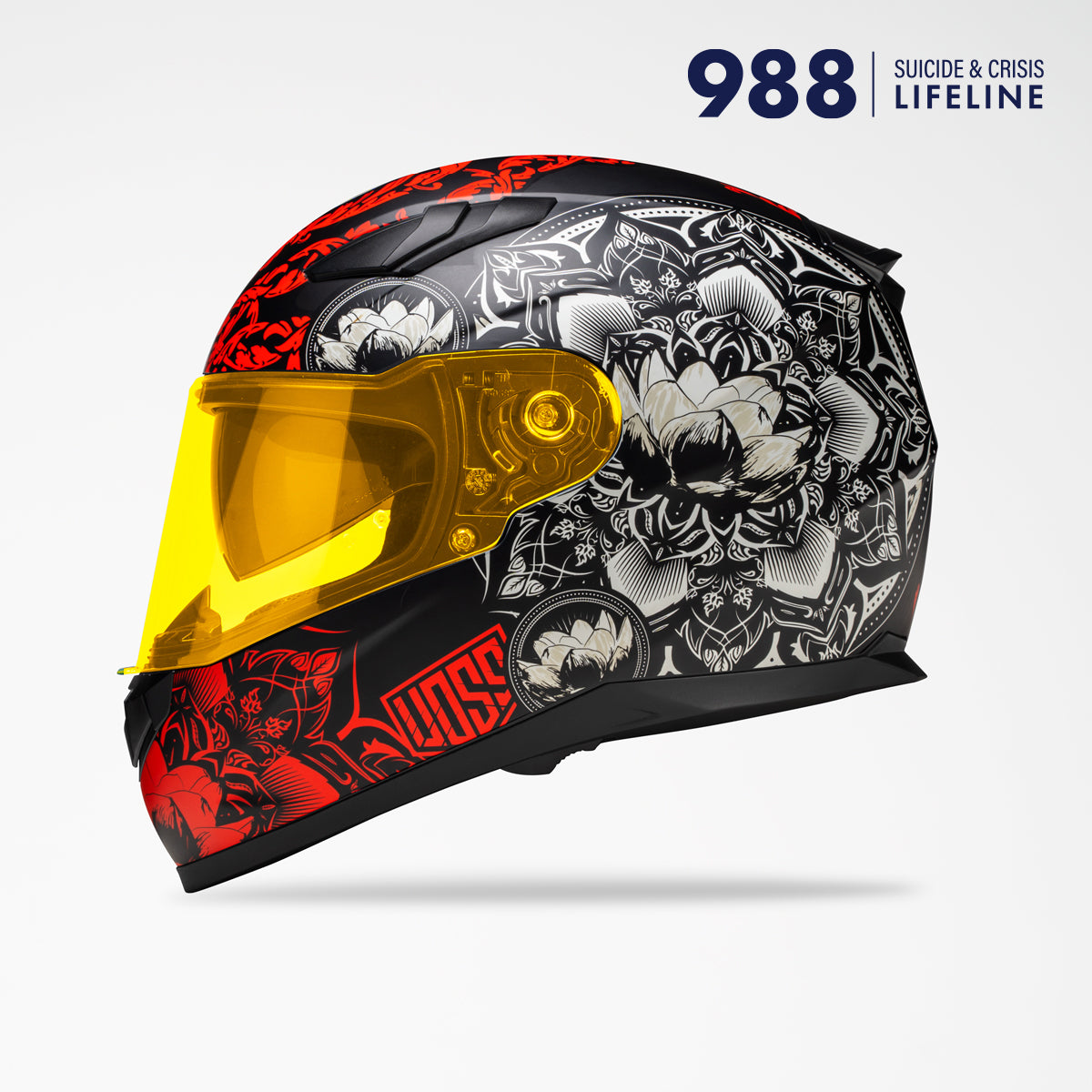 Voss 988 Moto-1 Matte Red Mandala Helmet