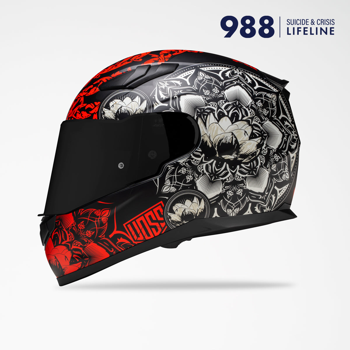 Voss 988 Moto-1 Matte Red Mandala Helmet