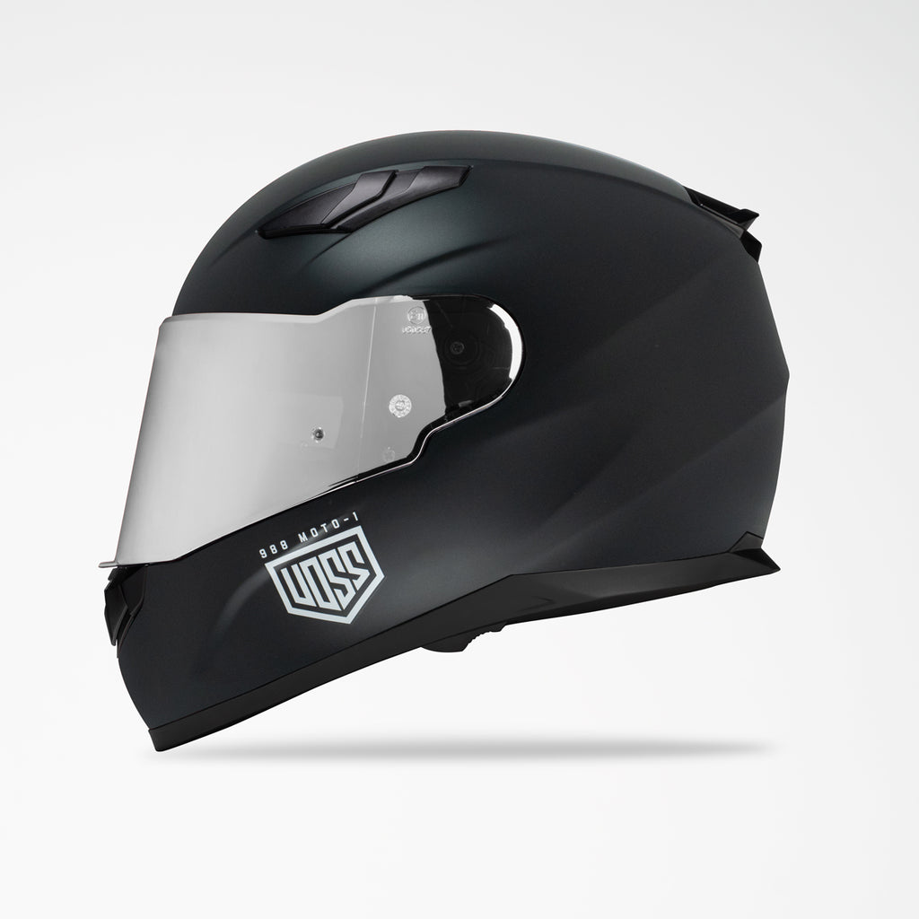 Voss 988 Moto-1 Solid Black Full Face Helmet