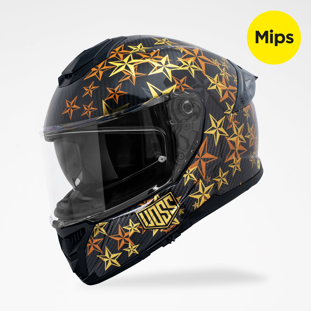 Pre-Sale | Voss 991 Gloss Gold Hollywood Carbon Fiber Full Face Helmet | MIPS, Pinlock Prepared