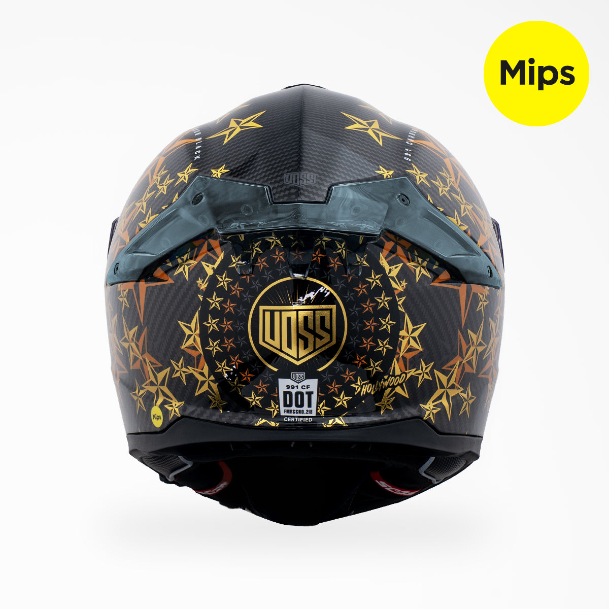Pre-Sale | Voss 991 Gloss Gold Hollywood Carbon Fiber Full Face Helmet | MIPS, Pinlock Prepared