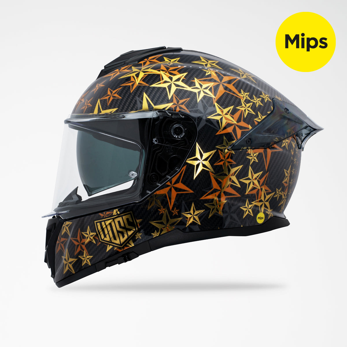 Pre-Sale | Voss 991 Gloss Gold Hollywood Carbon Fiber Full Face Helmet | MIPS, Pinlock Prepared