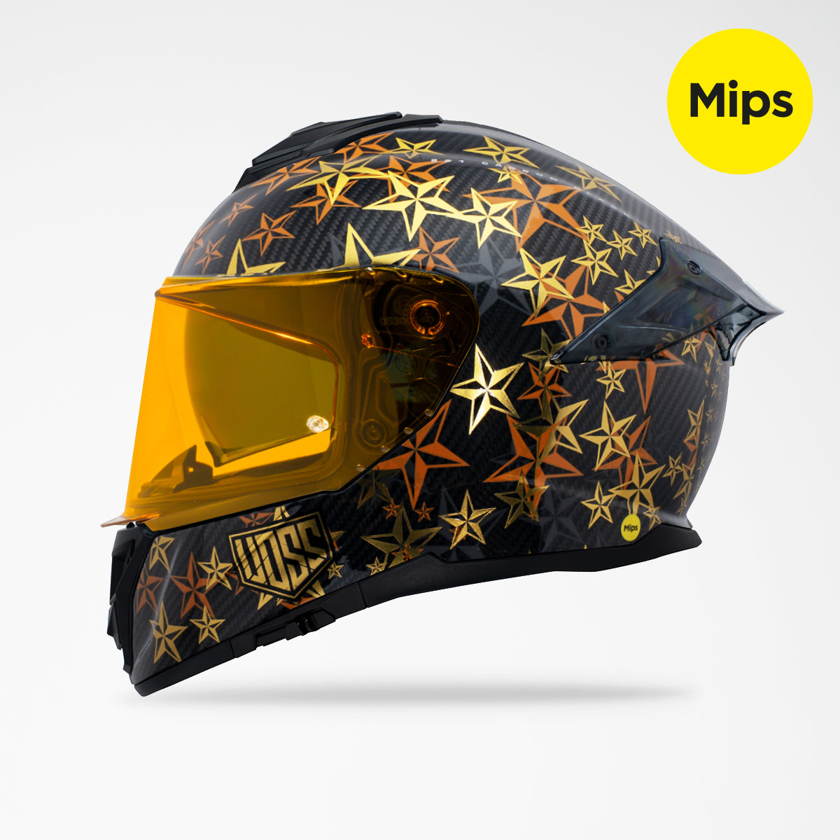 Pre-Sale | Voss 991 Gloss Gold Hollywood Carbon Fiber Full Face Helmet | MIPS, Pinlock Prepared