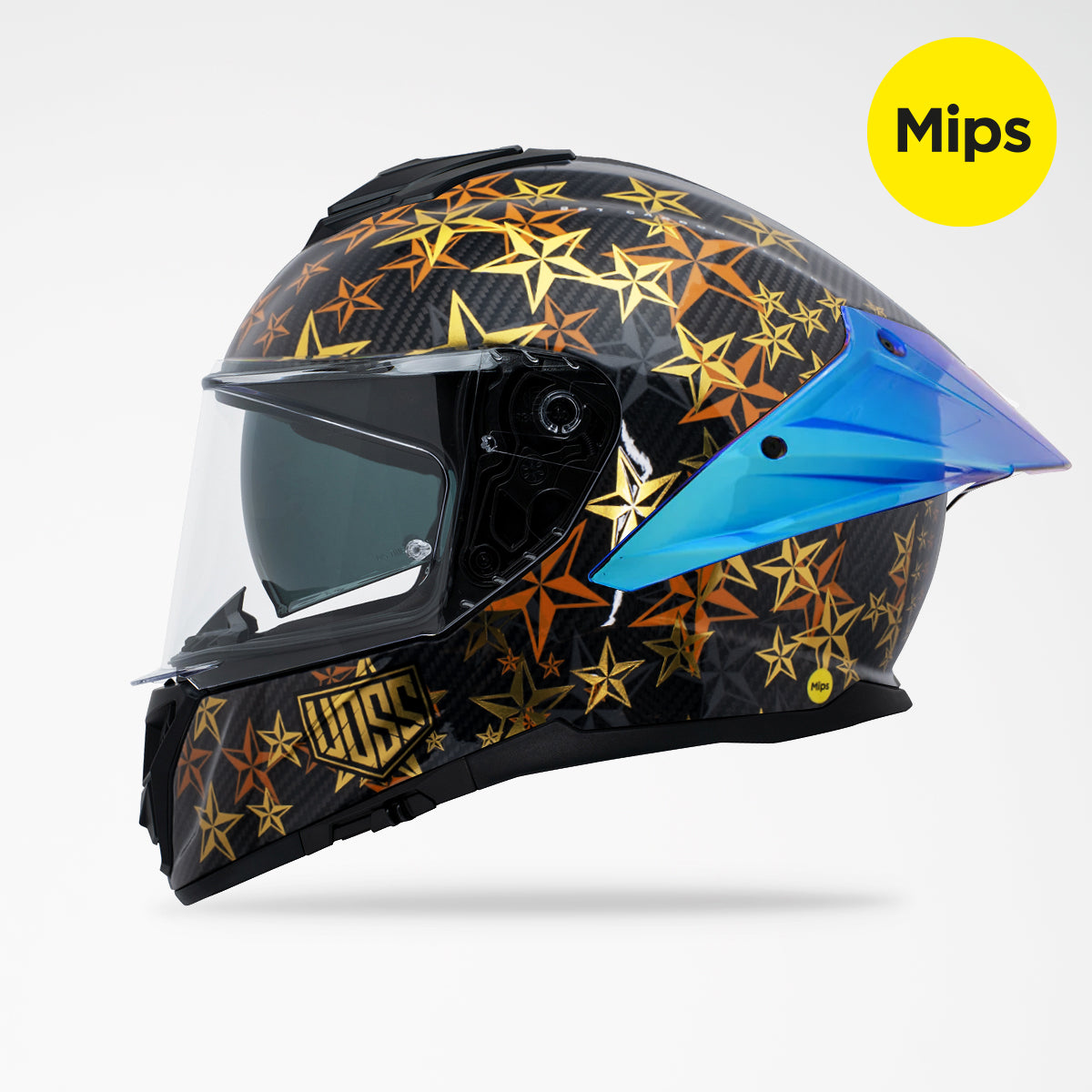 Pre-Sale | Voss 991 Gloss Gold Hollywood Carbon Fiber Full Face Helmet | MIPS, Pinlock Prepared