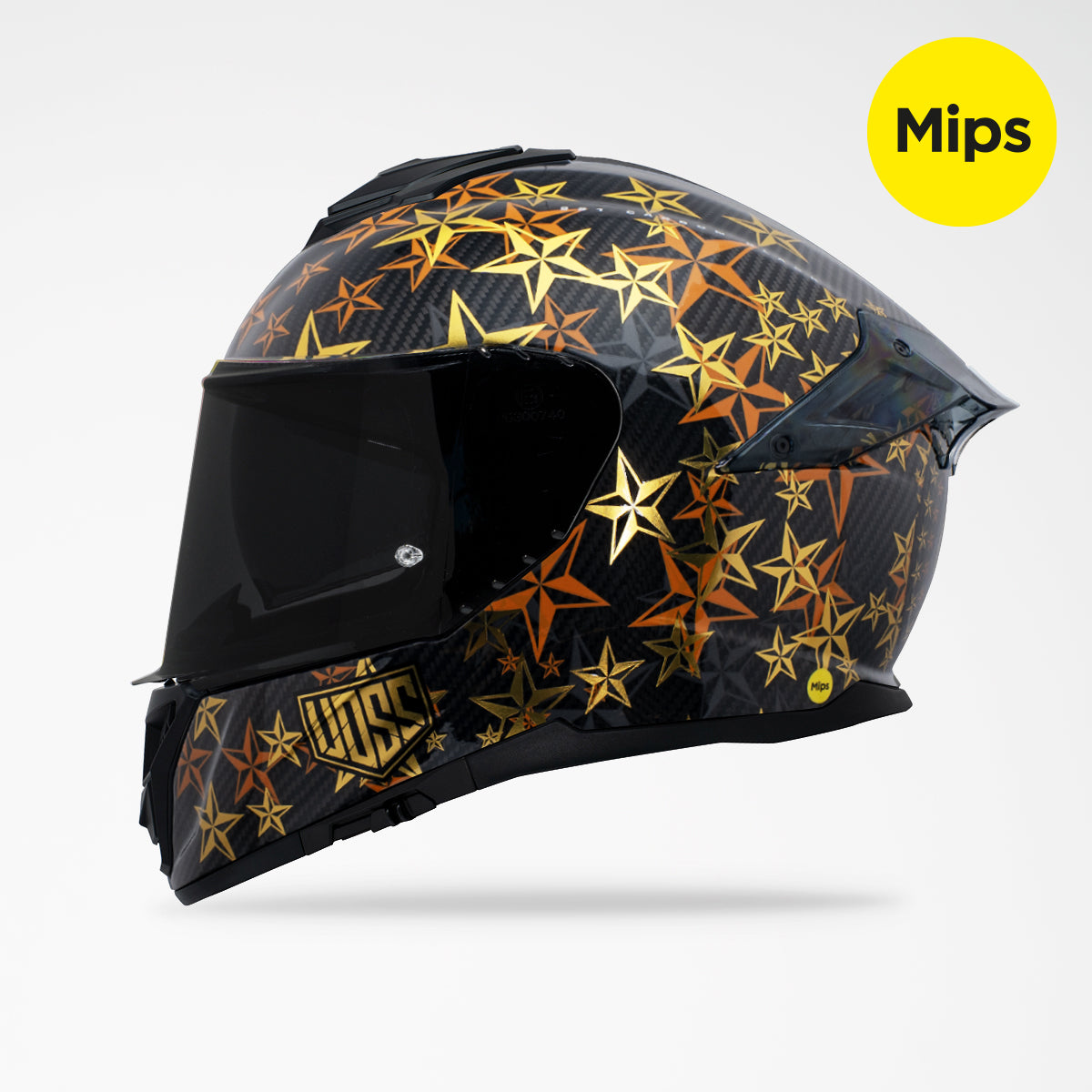 Pre-Sale | Voss 991 Gloss Gold Hollywood Carbon Fiber Full Face Helmet | MIPS, Pinlock Prepared