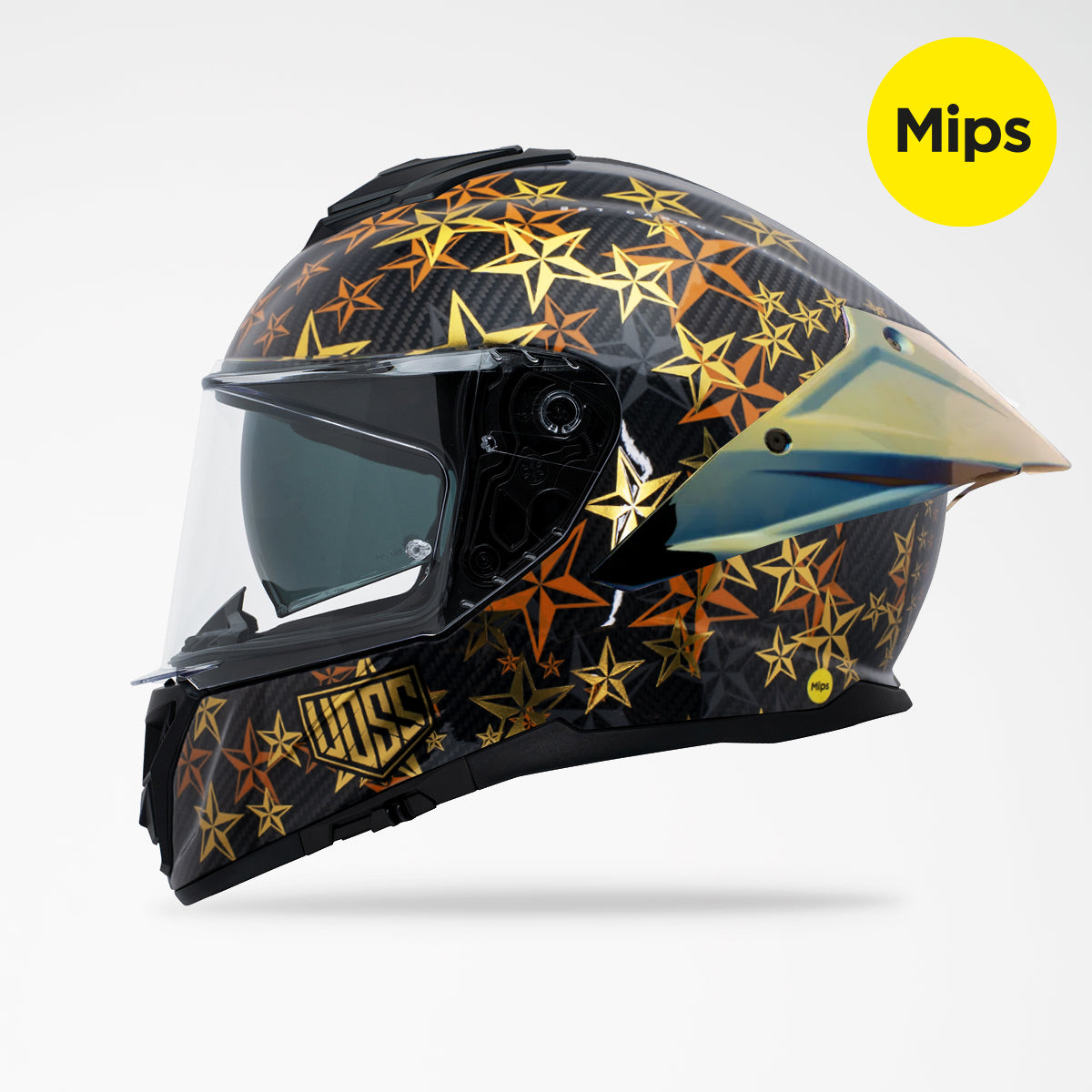 Pre-Sale | Voss 991 Gloss Gold Hollywood Carbon Fiber Full Face Helmet | MIPS, Pinlock Prepared