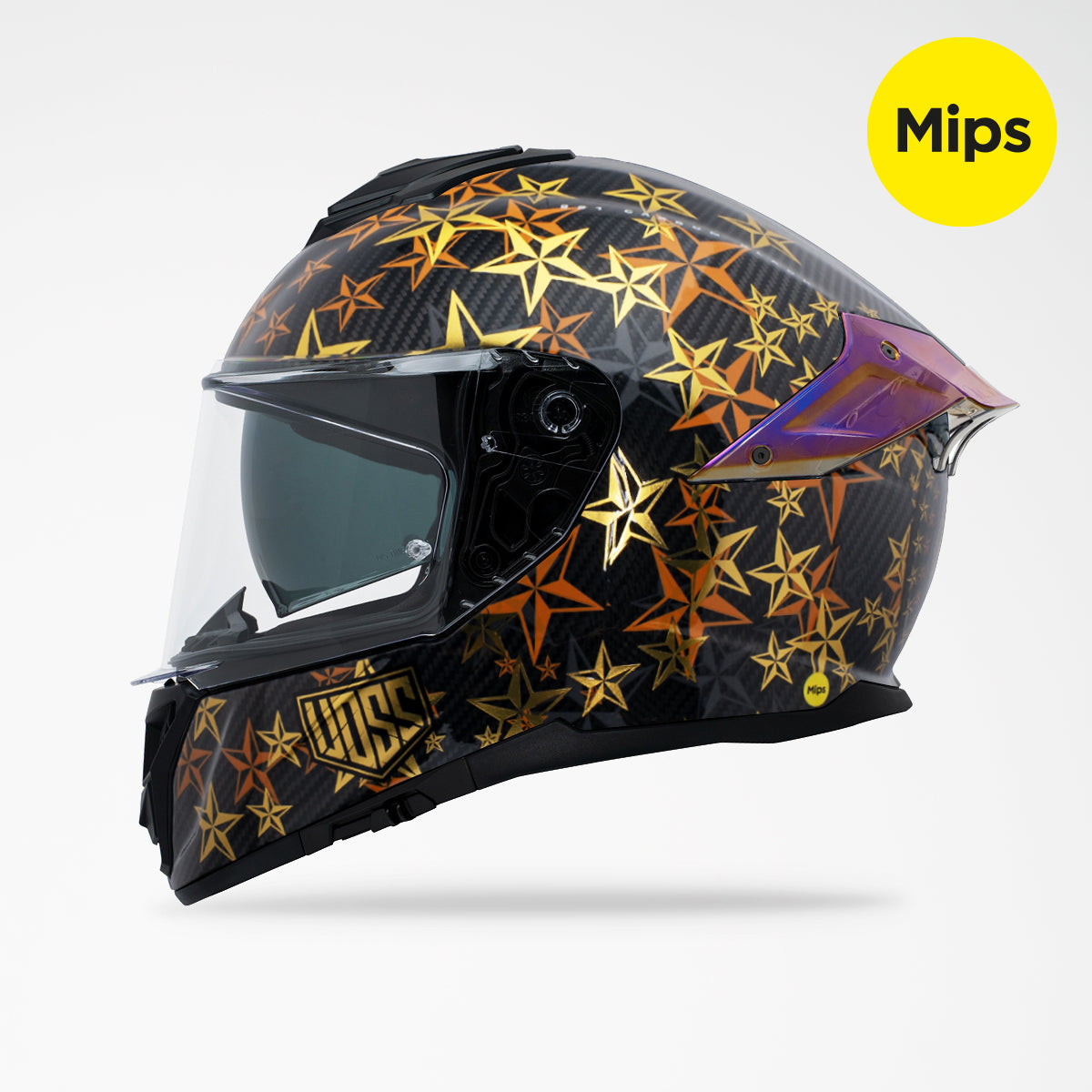 Pre-Sale | Voss 991 Gloss Gold Hollywood Carbon Fiber Full Face Helmet | MIPS, Pinlock Prepared