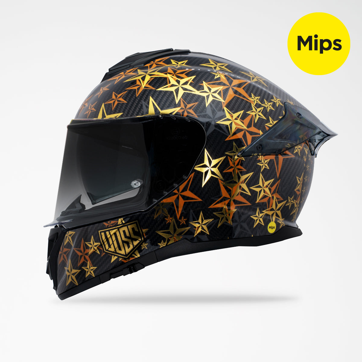 Pre-Sale | Voss 991 Gloss Gold Hollywood Carbon Fiber Full Face Helmet | MIPS, Pinlock Prepared