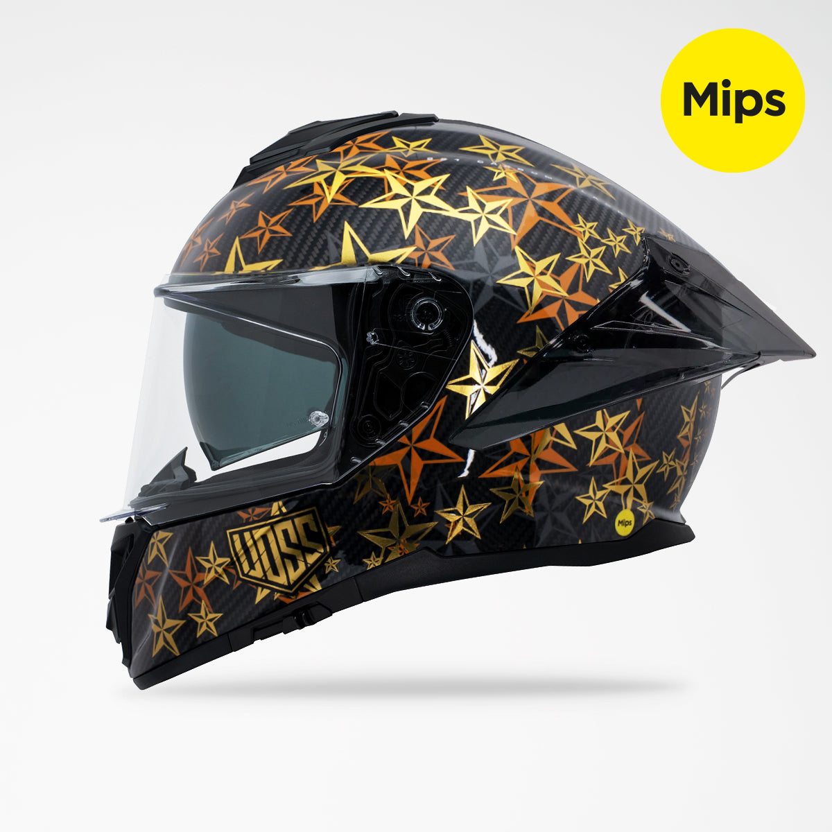 Pre-Sale | Voss 991 Gloss Gold Hollywood Carbon Fiber Full Face Helmet | MIPS, Pinlock Prepared