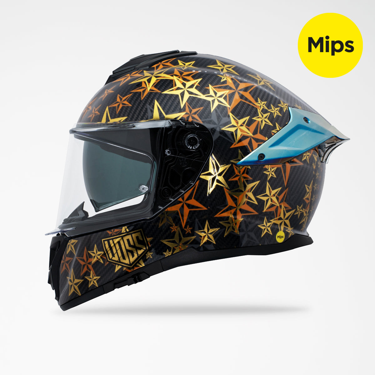Pre-Sale | Voss 991 Gloss Gold Hollywood Carbon Fiber Full Face Helmet | MIPS, Pinlock Prepared