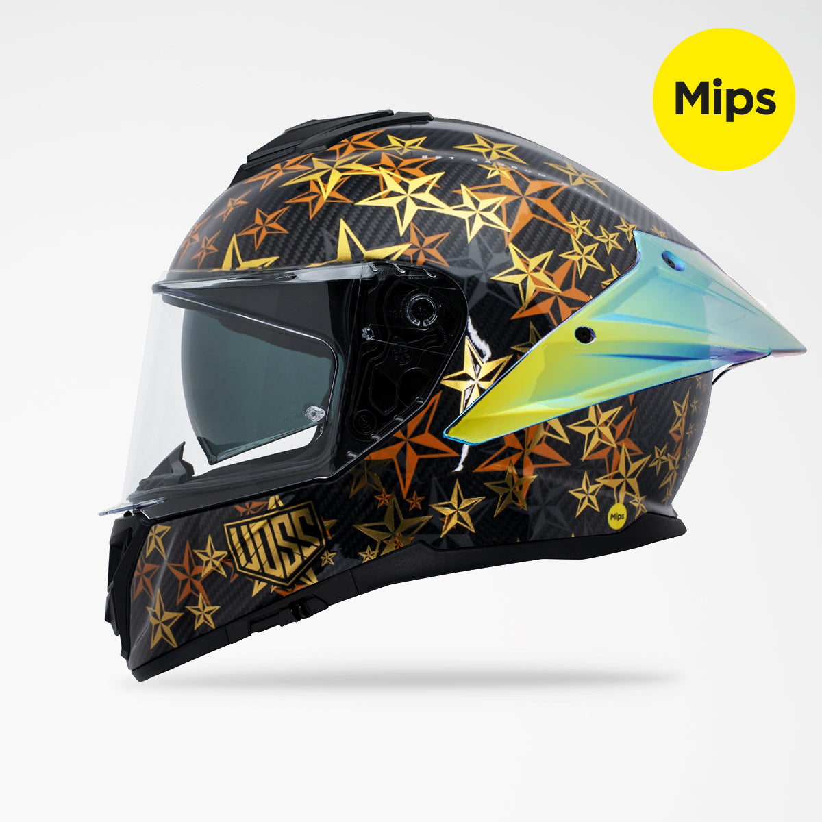 Pre-Sale | Voss 991 Gloss Gold Hollywood Carbon Fiber Full Face Helmet | MIPS, Pinlock Prepared