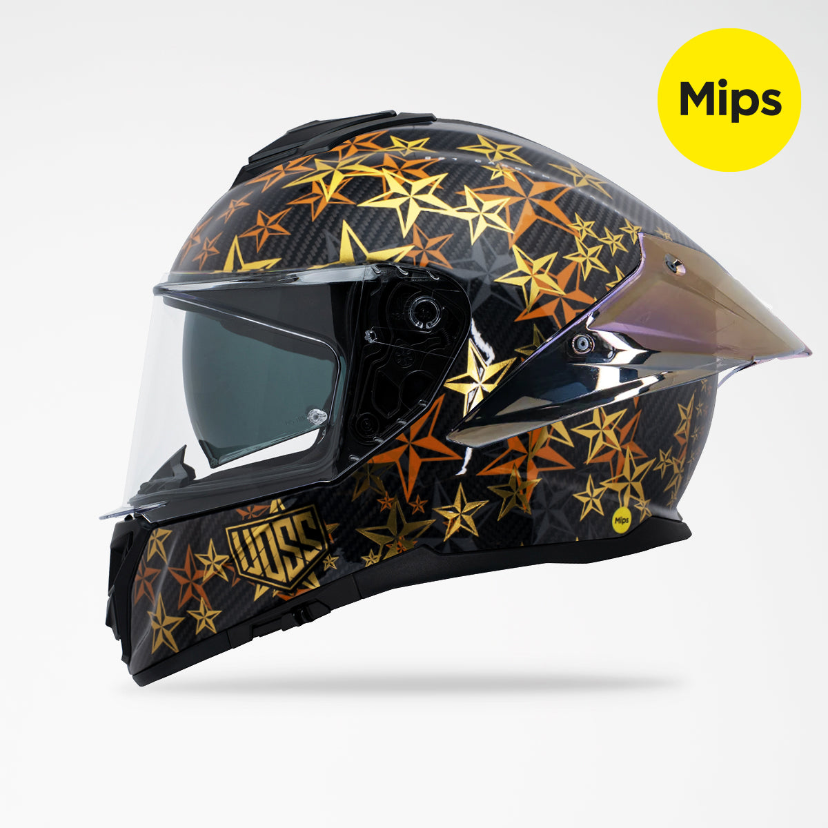 Pre-Sale | Voss 991 Gloss Gold Hollywood Carbon Fiber Full Face Helmet | MIPS, Pinlock Prepared
