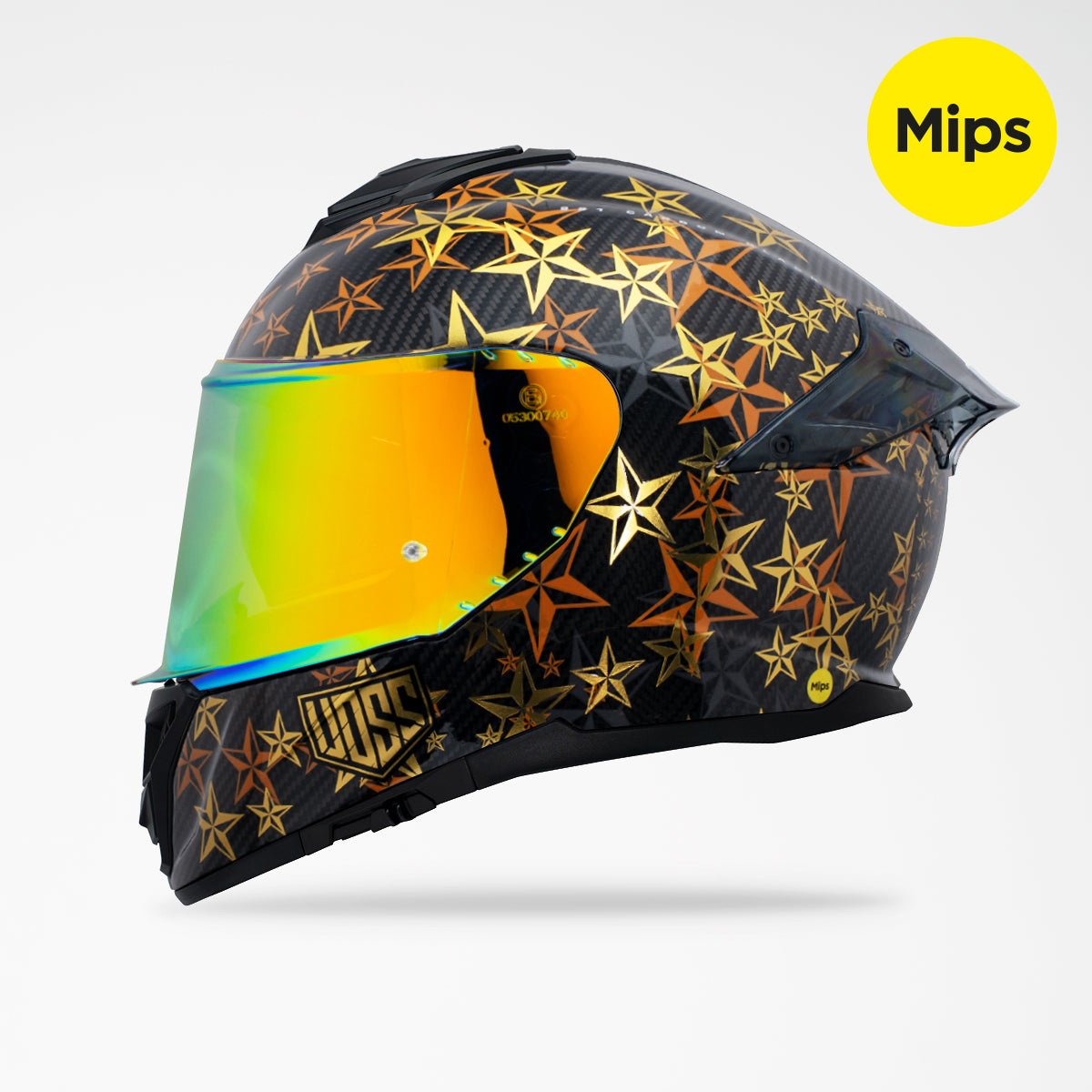 Pre-Sale | Voss 991 Gloss Gold Hollywood Carbon Fiber Full Face Helmet | MIPS, Pinlock Prepared