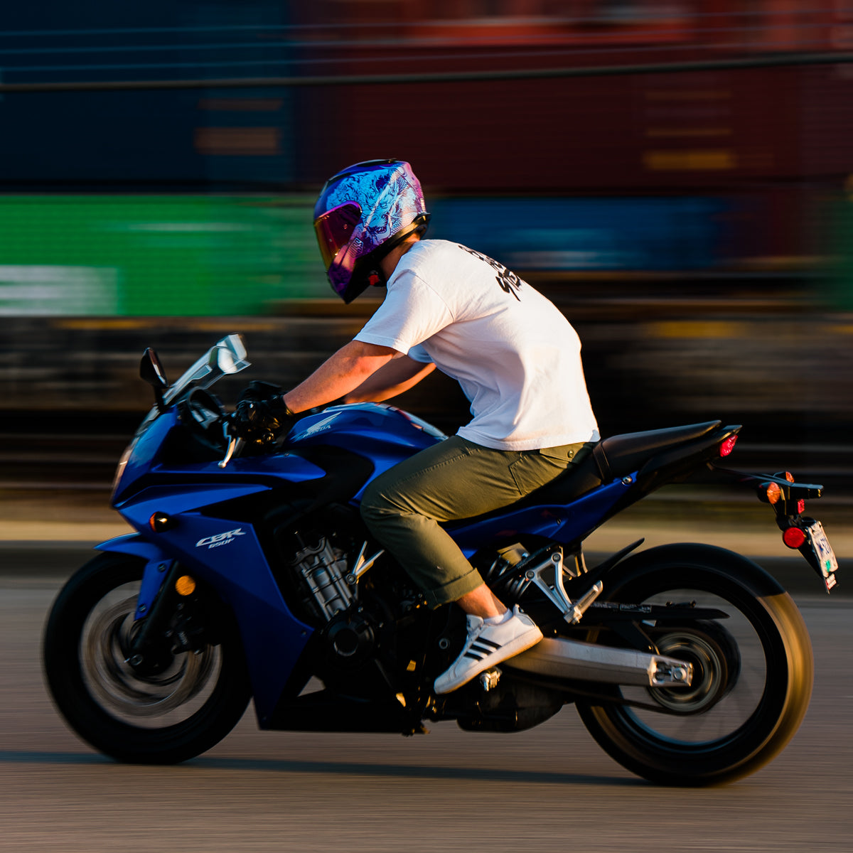 Voss 989 Moto-V Purple/Blue Rei Helmet