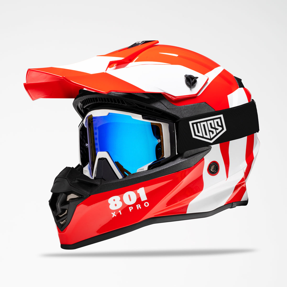 Voss 801 X1 Pro Dirt Red/ White Wavy Helmet