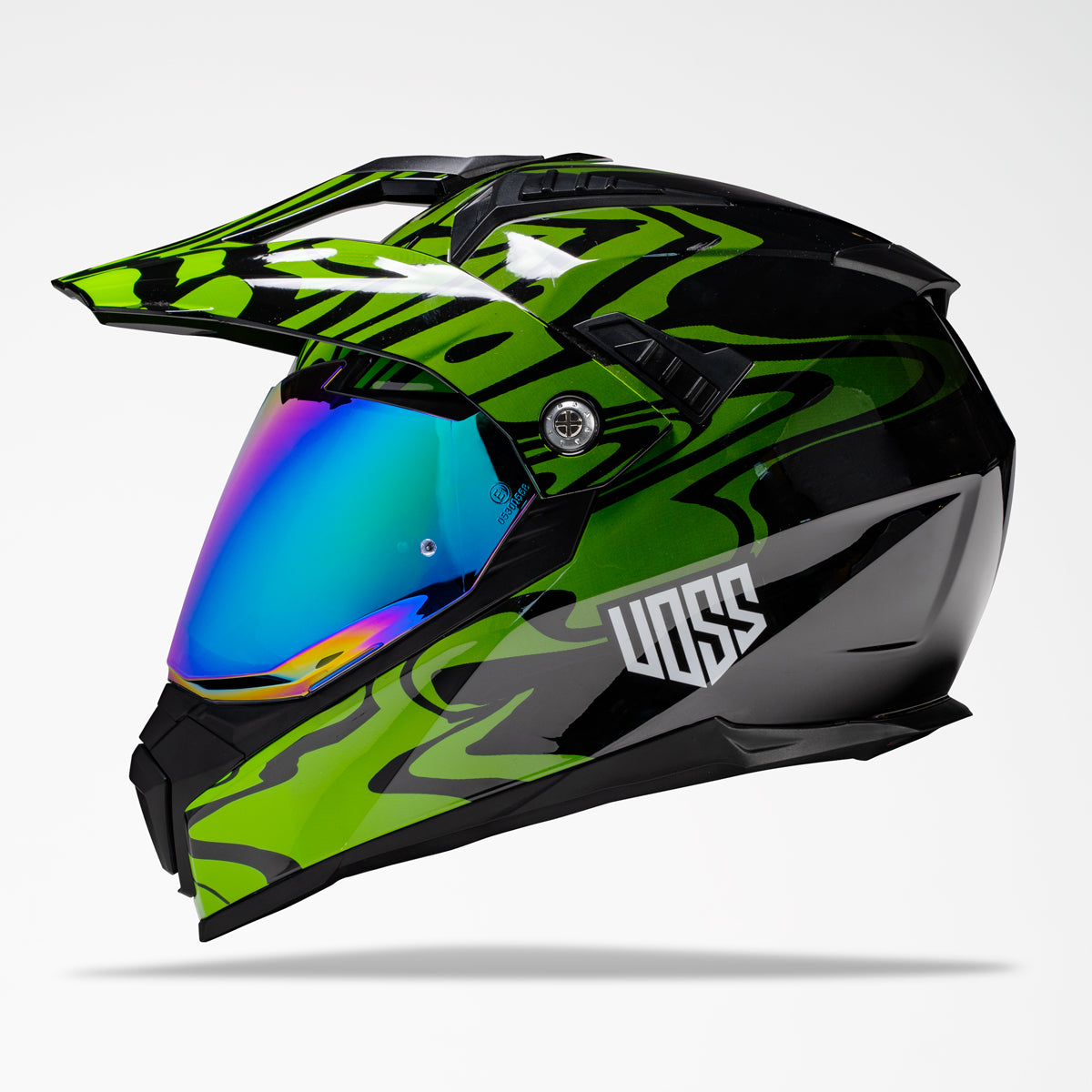 Voss 601 D2 Dual Sport Green Slick Helmet