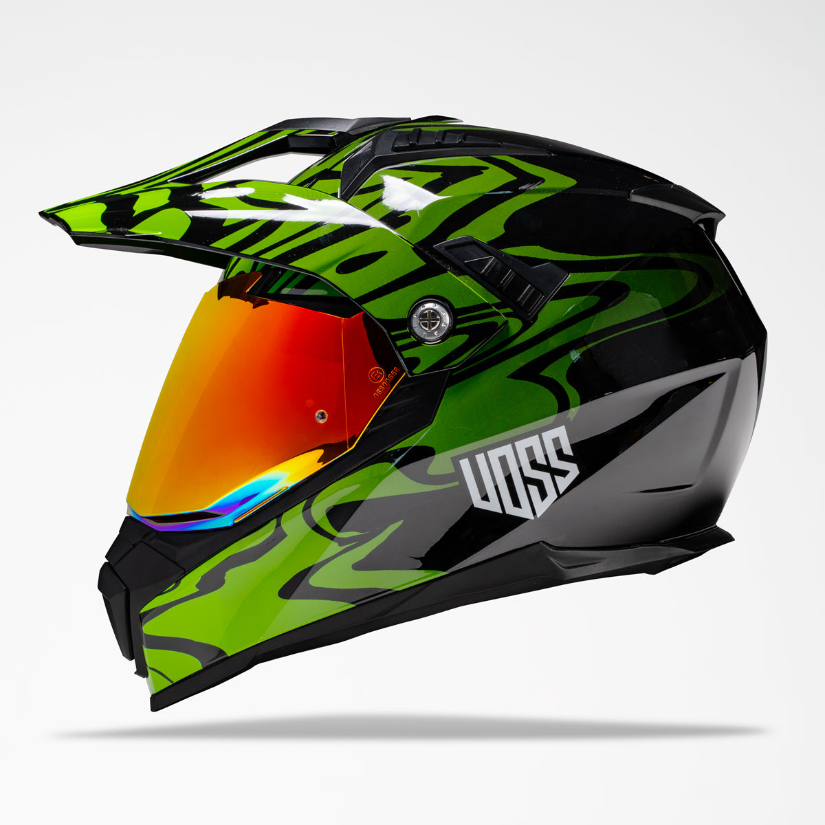 Voss 601 D2 Dual Sport Green Slick Helmet