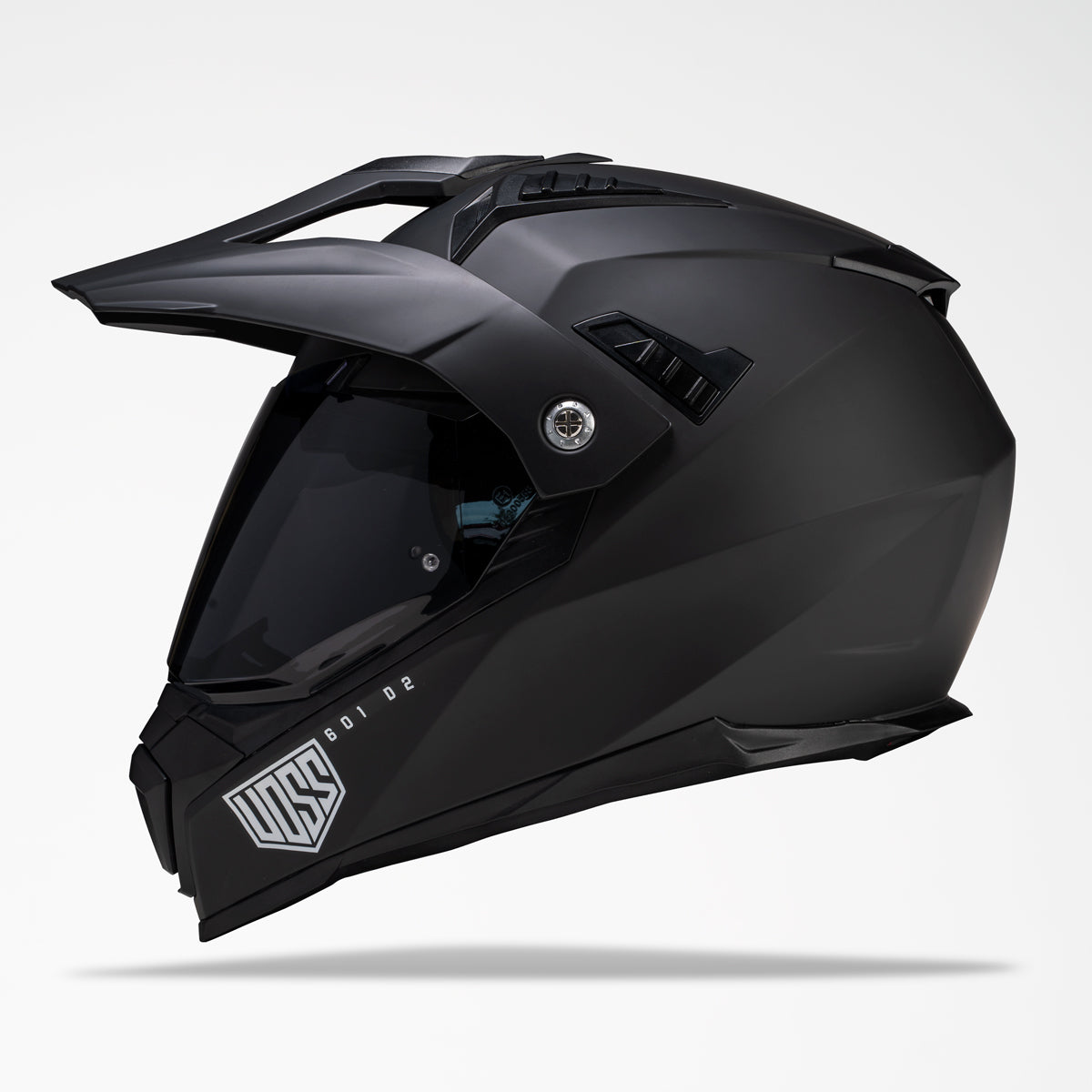black dual sport motorcycle helmet Voss 601 D2 Black Dual Sport Helmet