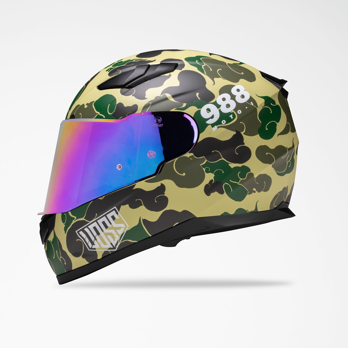 Voss 988 Moto-1 Green Camo Full Face Helmet