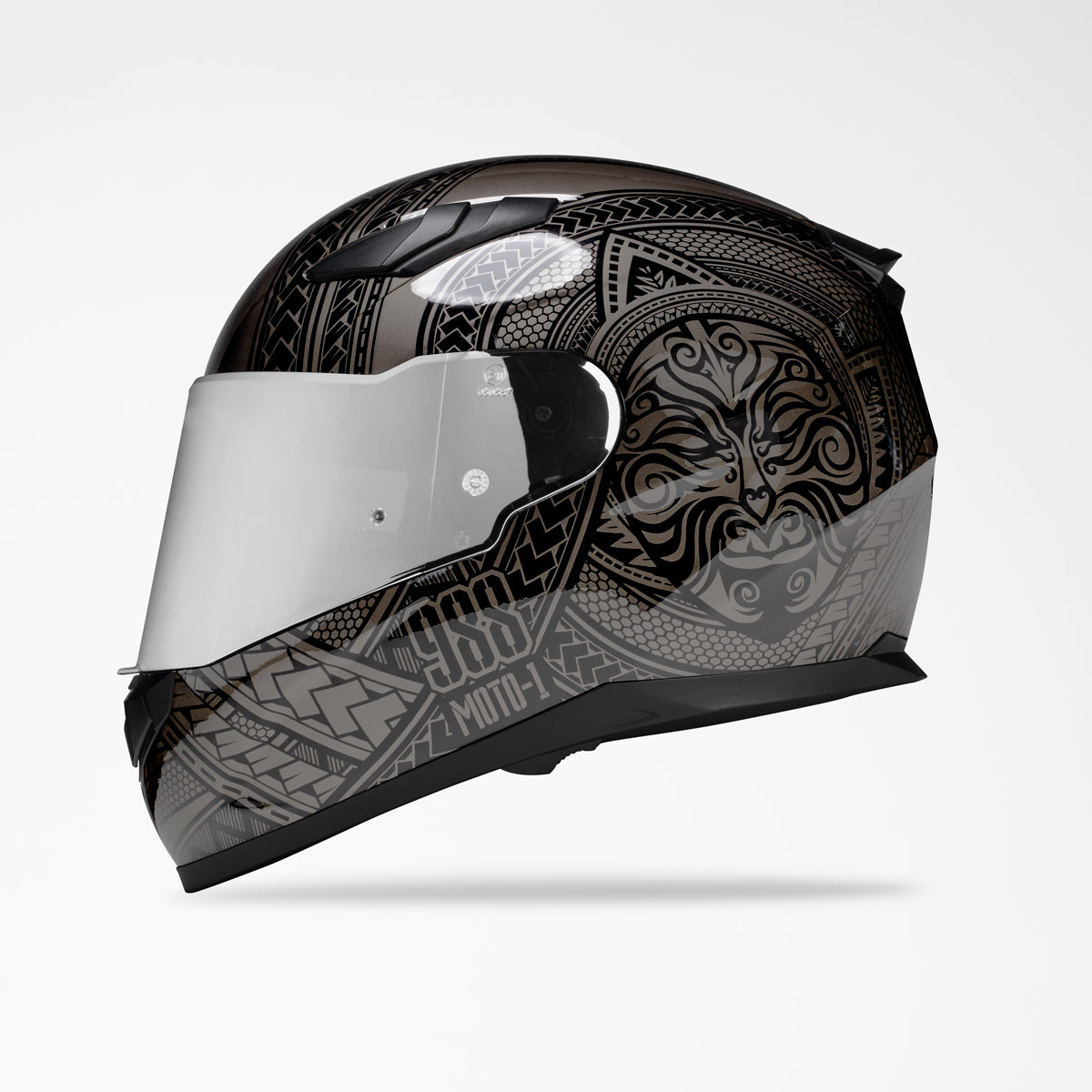 VOSS 988 MOTO-1 TWO-TONE BLACK CODEX HELMET - Voss Helmets